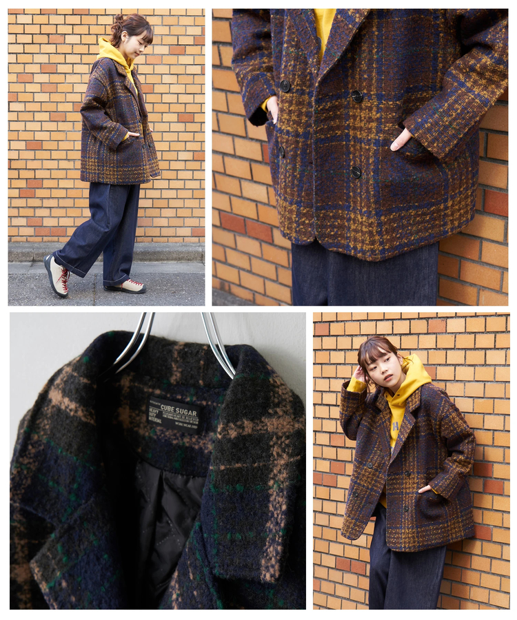 CUBE SUGAR(キューブシュガー) |【冬新作】ツイード チェック ダブルコート