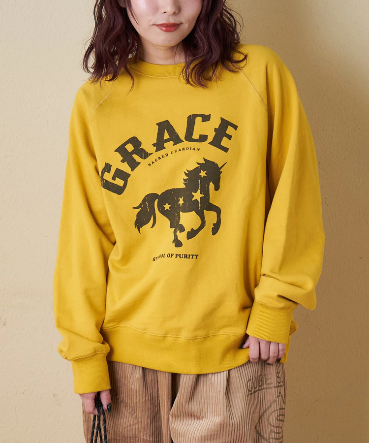 CUBE SUGAR(キューブシュガー) |【秋冬新作】パウダー加工 裏毛 ラグランスリーブ プルオーバー