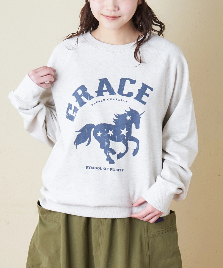 CUBE SUGAR(キューブシュガー) |【秋冬新作】パウダー加工 裏毛 ラグランスリーブ プルオーバー