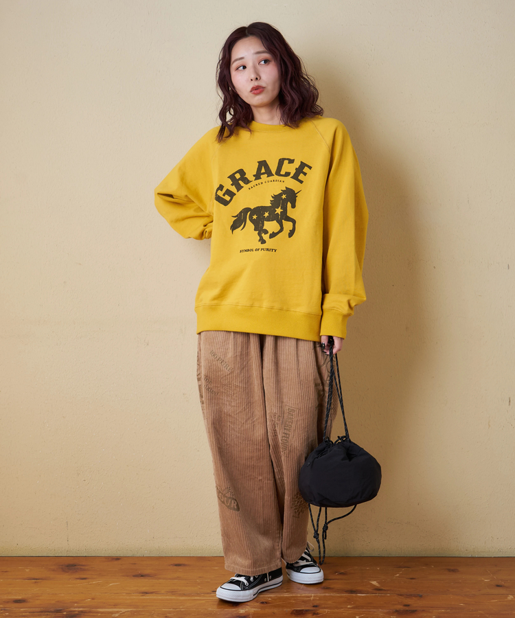 CUBE SUGAR(キューブシュガー) |【秋冬新作】パウダー加工 裏毛 ラグランスリーブ プルオーバー