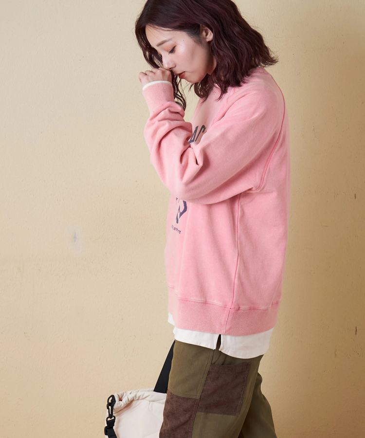 CUBE SUGAR(キューブシュガー) |【秋冬新作】パウダー加工 裏毛 ラグランスリーブ プルオーバー