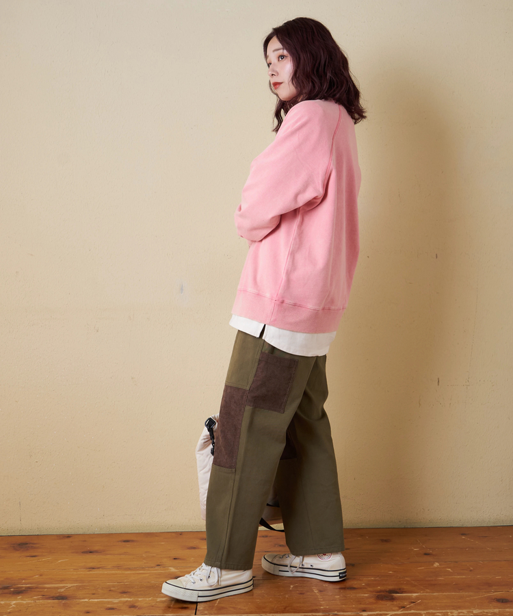 CUBE SUGAR(キューブシュガー) |【秋冬新作】パウダー加工 裏毛 ラグランスリーブ プルオーバー