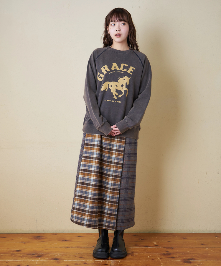 CUBE SUGAR(キューブシュガー) |【秋冬新作】パウダー加工 裏毛 ラグランスリーブ プルオーバー