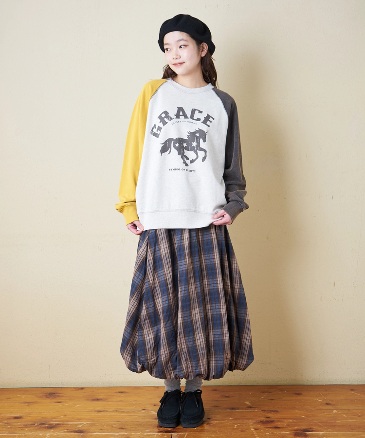 CUBE SUGAR(キューブシュガー) |【秋冬新作】パウダー加工 裏毛 ラグランスリーブ プルオーバー