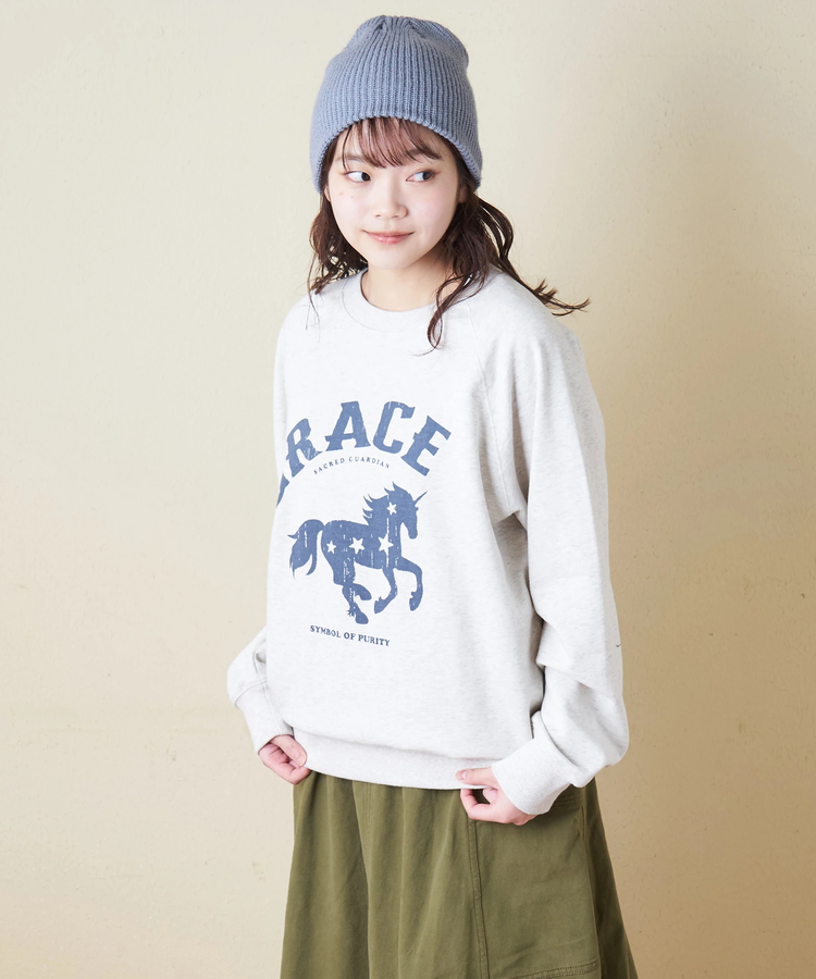 CUBE SUGAR(キューブシュガー) |【秋冬新作】パウダー加工 裏毛 ラグランスリーブ プルオーバー