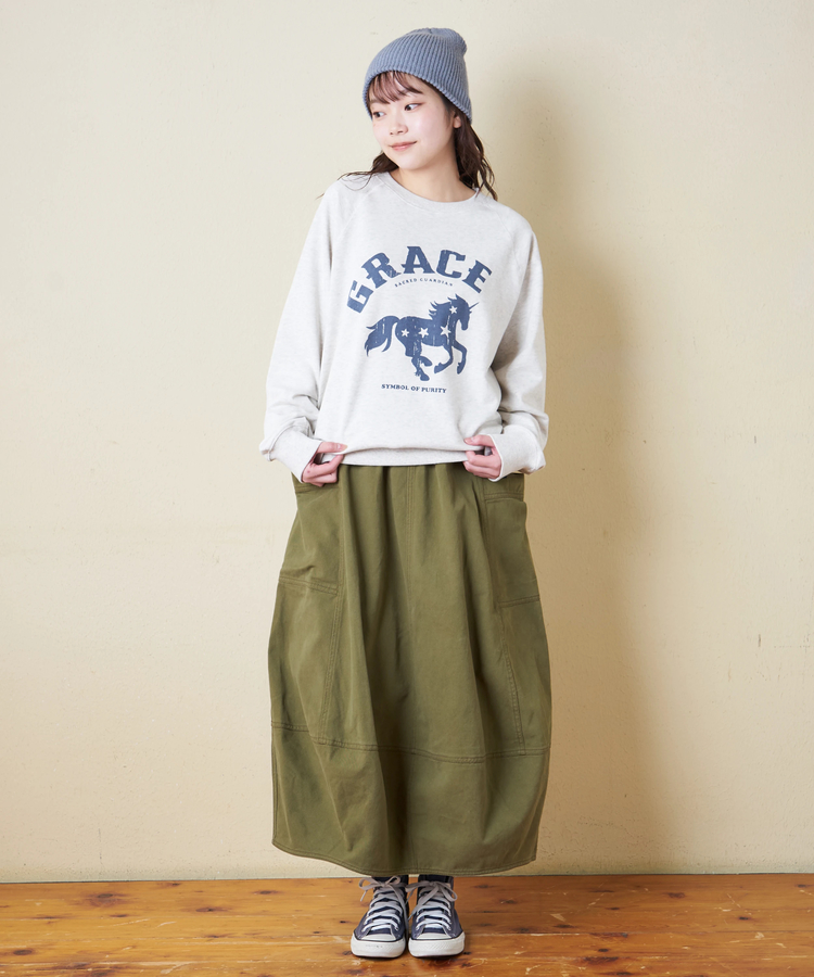 CUBE SUGAR(キューブシュガー) |【秋冬新作】パウダー加工 裏毛 ラグランスリーブ プルオーバー