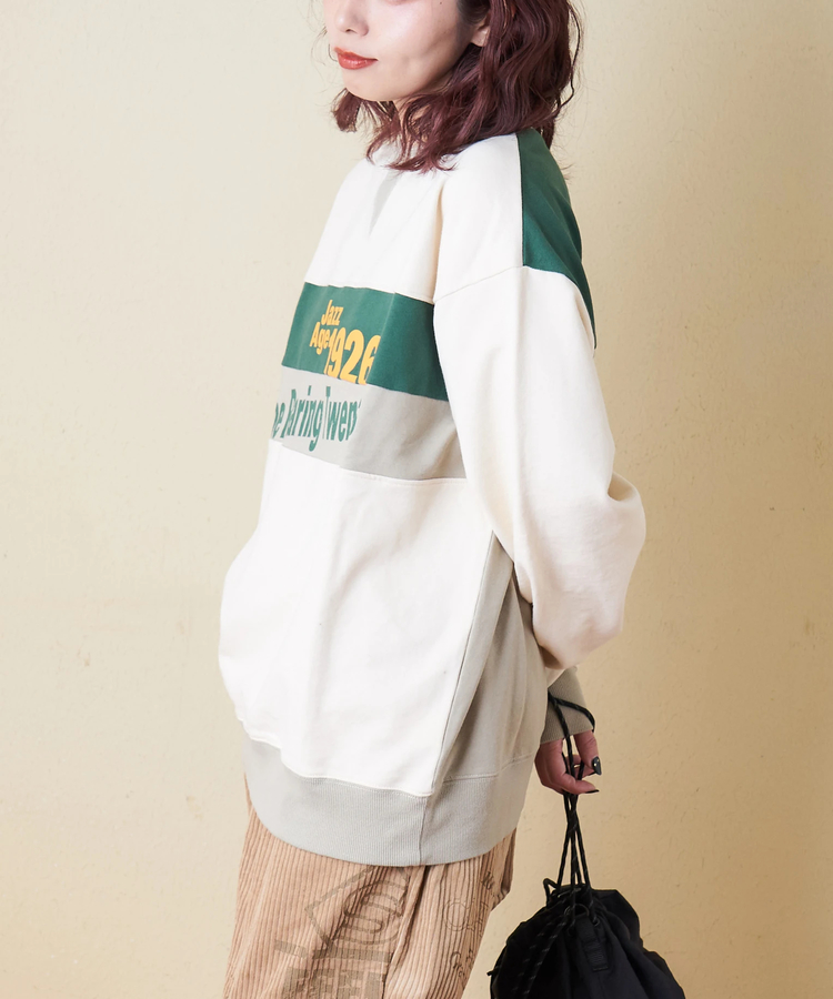 CUBE SUGAR(キューブシュガー) |【冬新作】裏毛 身頃切替 クルーネック プルオーバー スウェット