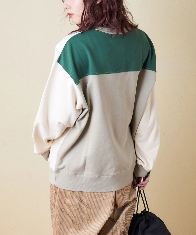 CUBE SUGAR(キューブシュガー) |【冬新作】裏毛 身頃切替 クルーネック プルオーバー スウェット