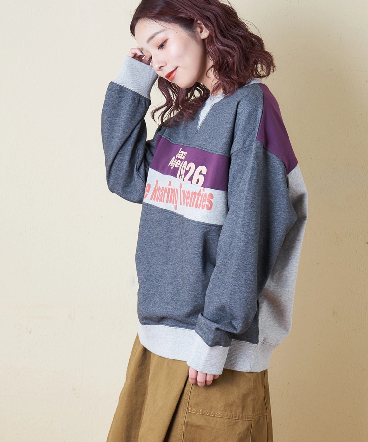 CUBE SUGAR(キューブシュガー) |【冬新作】裏毛 身頃切替 クルーネック プルオーバー スウェット