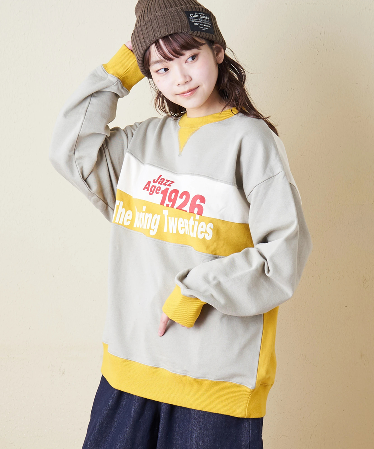 CUBE SUGAR(キューブシュガー) |【冬新作】裏毛 身頃切替 クルーネック プルオーバー スウェット