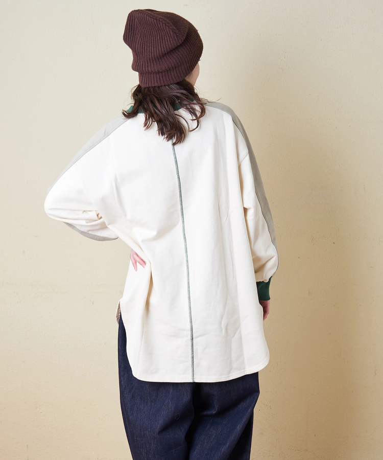 CUBE SUGAR(キューブシュガー) |【冬新作】裏毛 袖切替 ビッグ プルオーバー スウェット