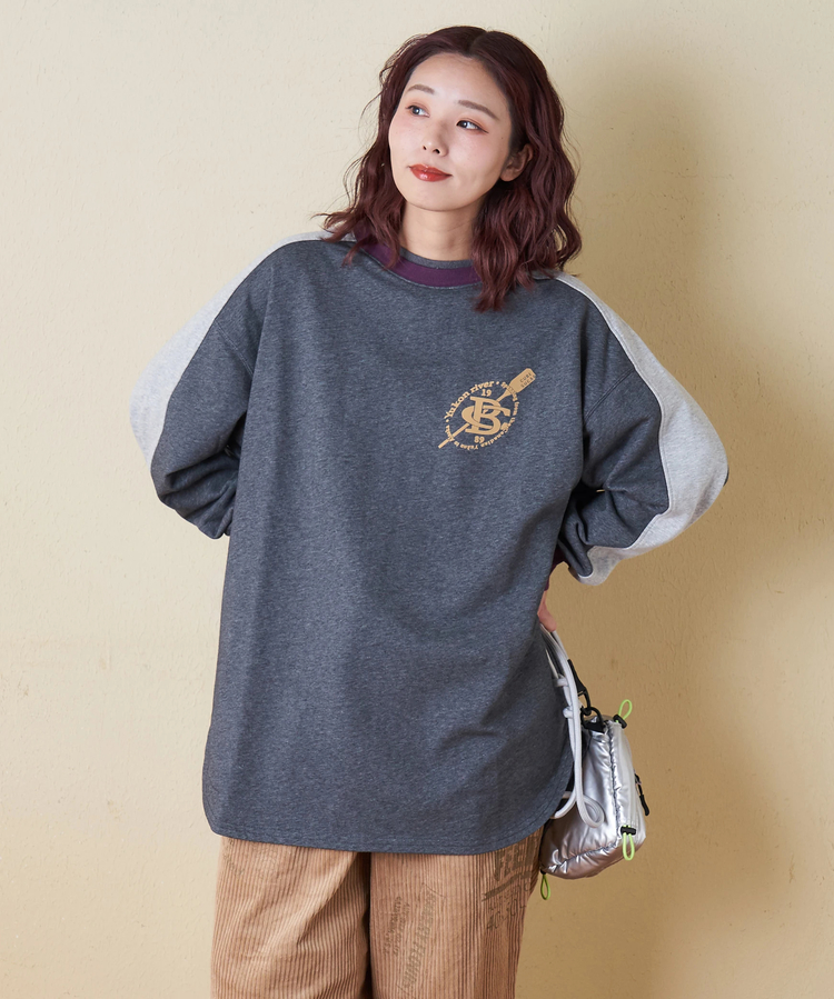 CUBE SUGAR(キューブシュガー) |【冬新作】裏毛 袖切替 ビッグ プルオーバー スウェット