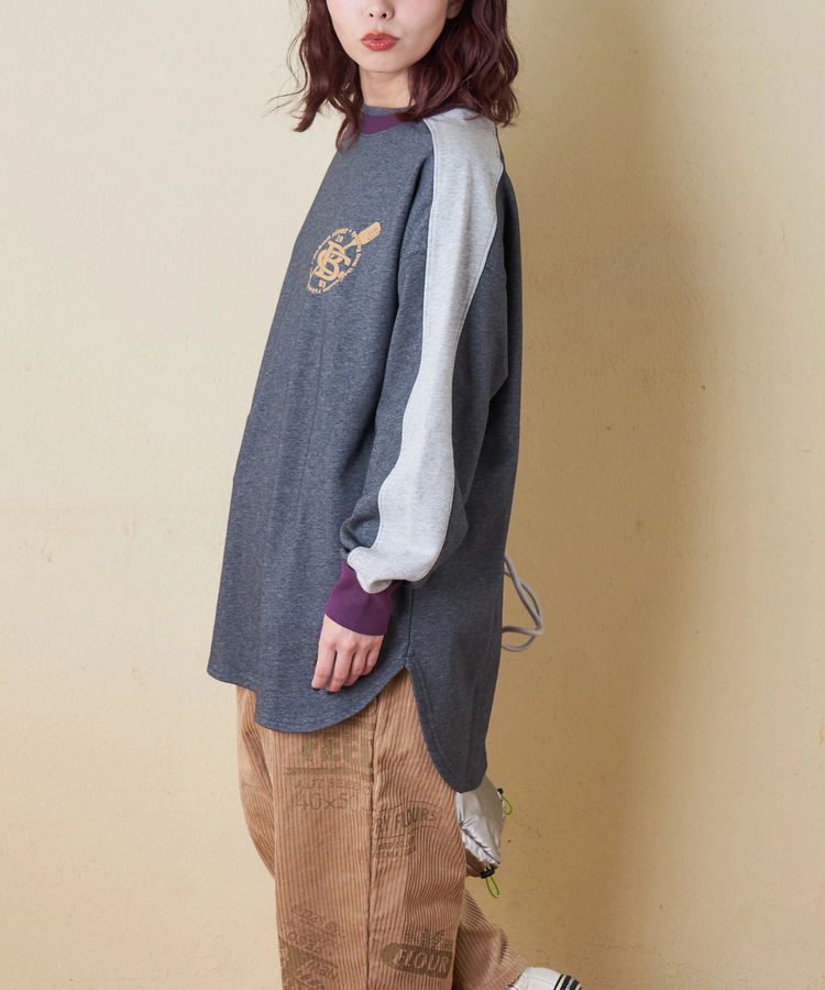 CUBE SUGAR(キューブシュガー) |【冬新作】裏毛 袖切替 ビッグ プルオーバー スウェット