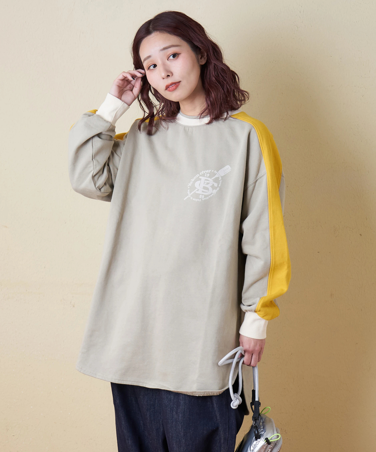 CUBE SUGAR(キューブシュガー) |【冬新作】裏毛 袖切替 ビッグ プルオーバー スウェット