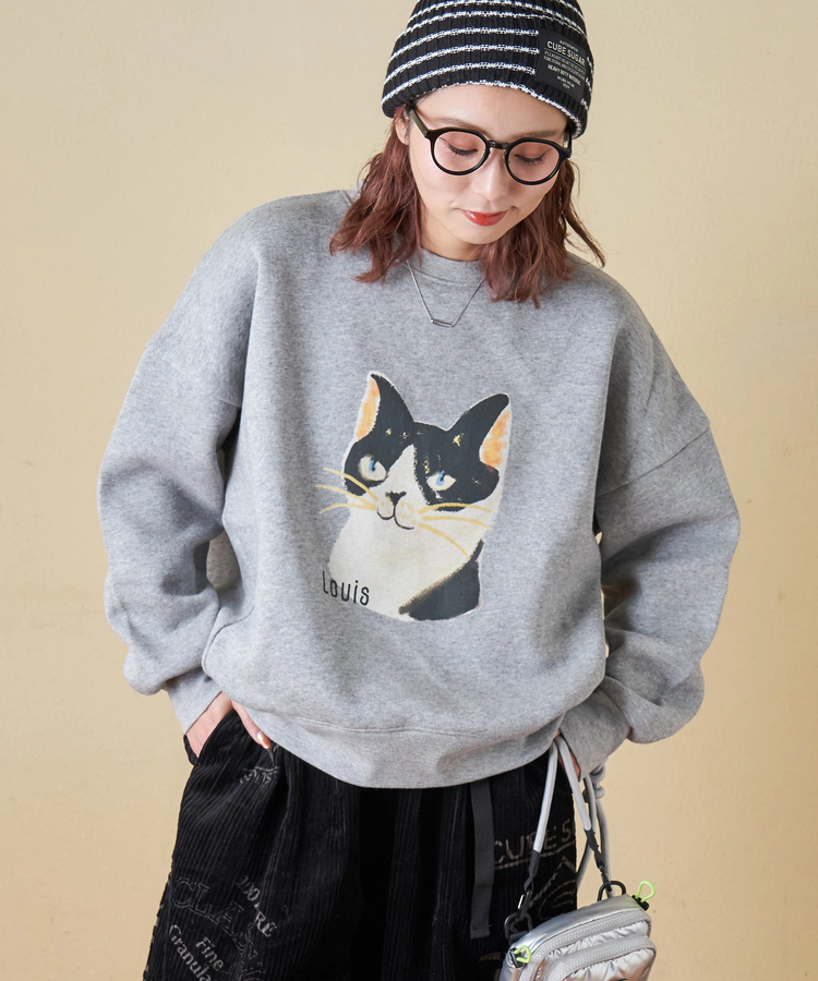 CUBE SUGAR(キューブシュガー) |【秋冬新作】CVC ガーゼ裏毛 裏起毛 スウェット アニマルプリント プルオーバー