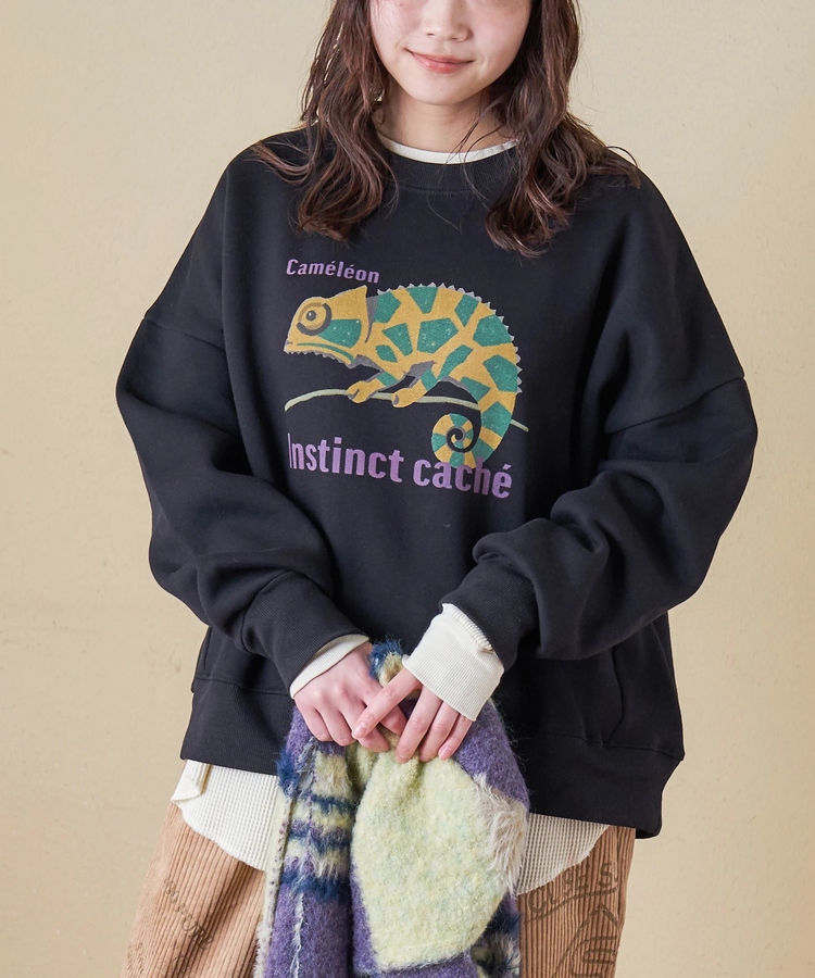 CUBE SUGAR(キューブシュガー) |【秋冬新作】CVC ガーゼ裏毛 裏起毛 スウェット アニマルプリント プルオーバー