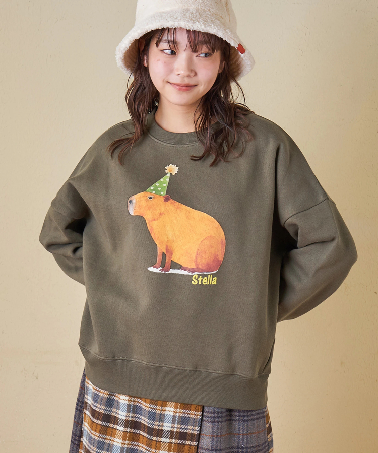 CUBE SUGAR(キューブシュガー) |【秋冬新作】CVC ガーゼ裏毛 裏起毛 スウェット アニマルプリント プルオーバー