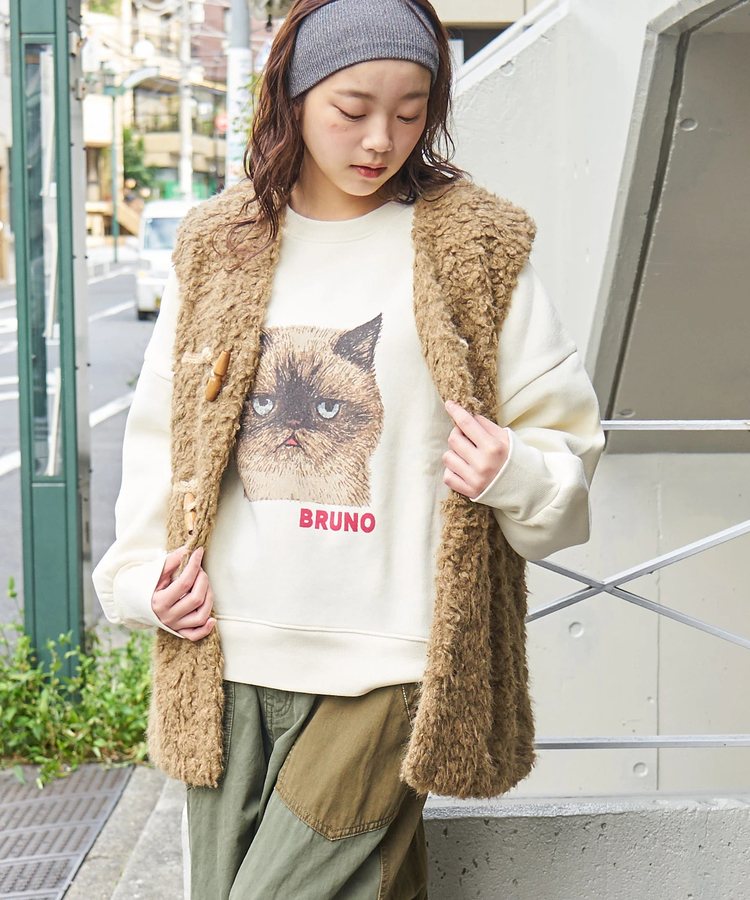 CUBE SUGAR(キューブシュガー) |【秋冬新作】CVC ガーゼ裏毛 裏起毛 スウェット アニマルプリント プルオーバー