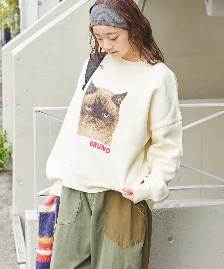 CUBE SUGAR(キューブシュガー) |【秋冬新作】CVC ガーゼ裏毛 裏起毛 スウェット アニマルプリント プルオーバー