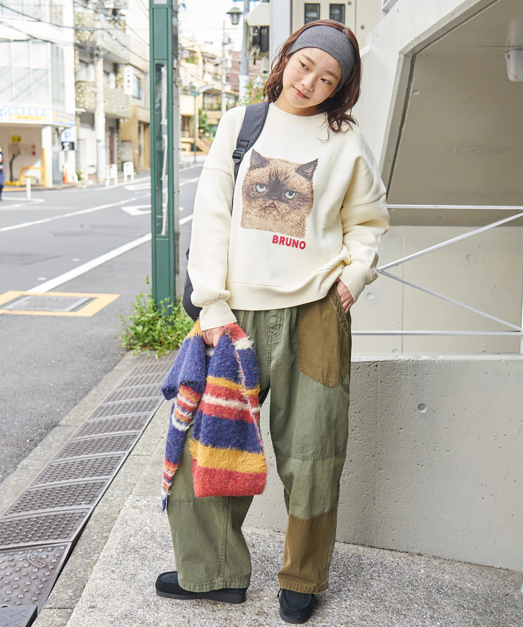 CUBE SUGAR(キューブシュガー) |【秋冬新作】CVC ガーゼ裏毛 裏起毛 スウェット アニマルプリント プルオーバー