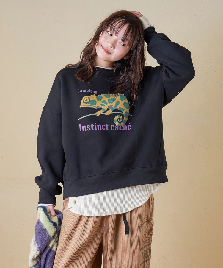 CUBE SUGAR(キューブシュガー) |【秋冬新作】CVC ガーゼ裏毛 裏起毛 スウェット アニマルプリント プルオーバー