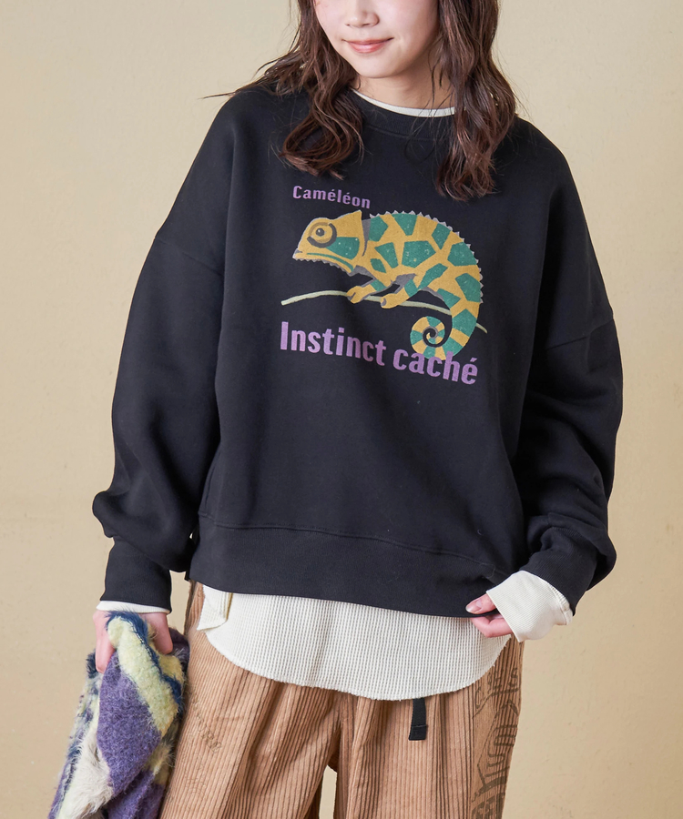 CUBE SUGAR(キューブシュガー) |【秋冬新作】CVC ガーゼ裏毛 裏起毛 スウェット アニマルプリント プルオーバー