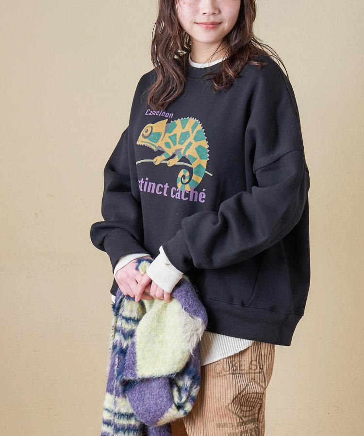 CUBE SUGAR(キューブシュガー) |【秋冬新作】CVC ガーゼ裏毛 裏起毛 スウェット アニマルプリント プルオーバー