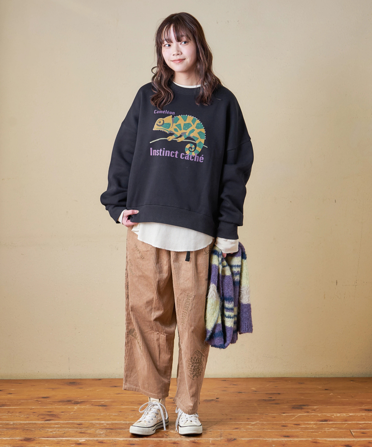 CUBE SUGAR(キューブシュガー) |【秋冬新作】CVC ガーゼ裏毛 裏起毛 スウェット アニマルプリント プルオーバー