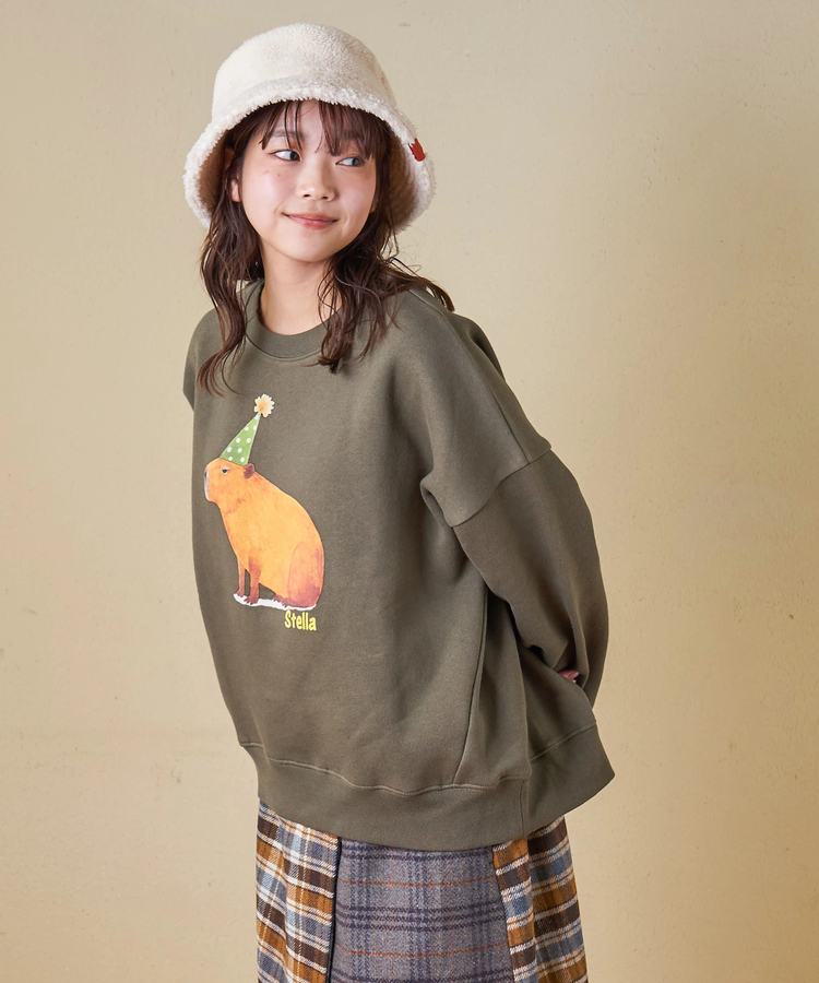 CUBE SUGAR(キューブシュガー) |【秋冬新作】CVC ガーゼ裏毛 裏起毛 スウェット アニマルプリント プルオーバー