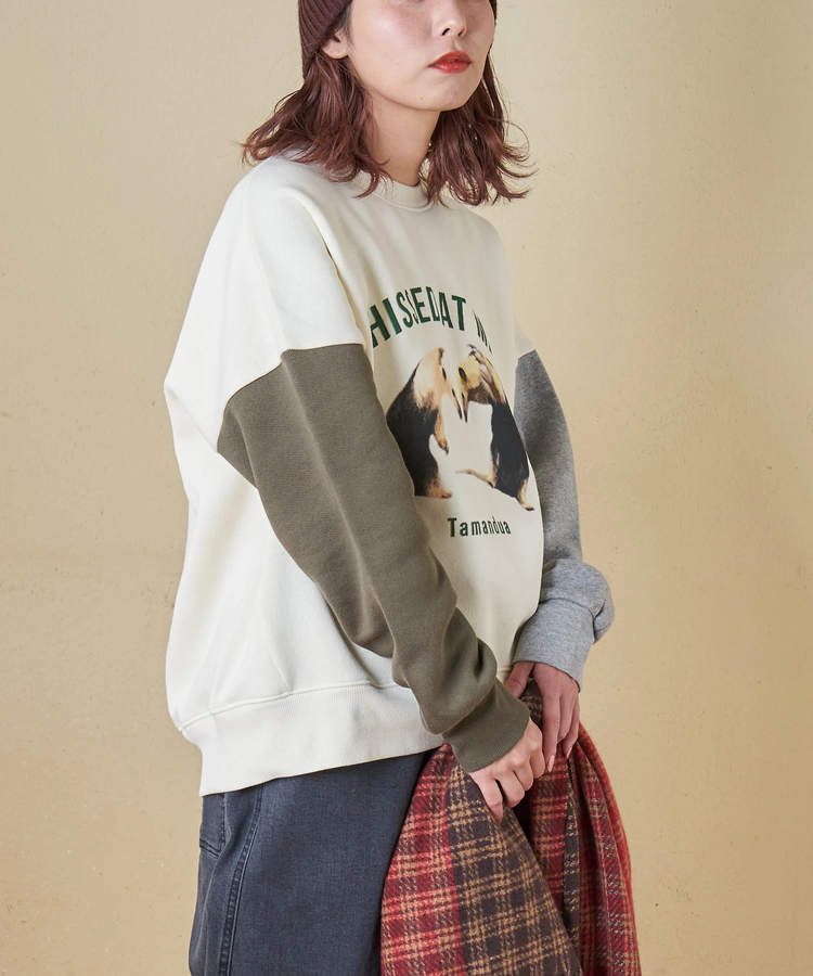 CUBE SUGAR(キューブシュガー) |【秋冬新作】CVC ガーゼ裏毛 裏起毛 スウェット アニマルプリント プルオーバー