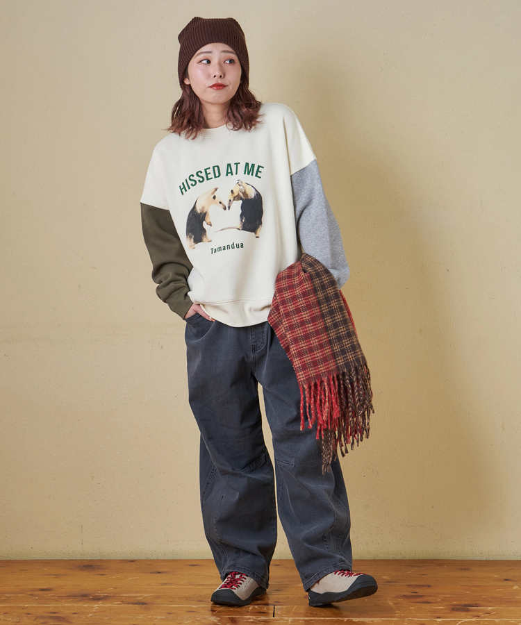 CUBE SUGAR(キューブシュガー) |【秋冬新作】CVC ガーゼ裏毛 裏起毛 スウェット アニマルプリント プルオーバー