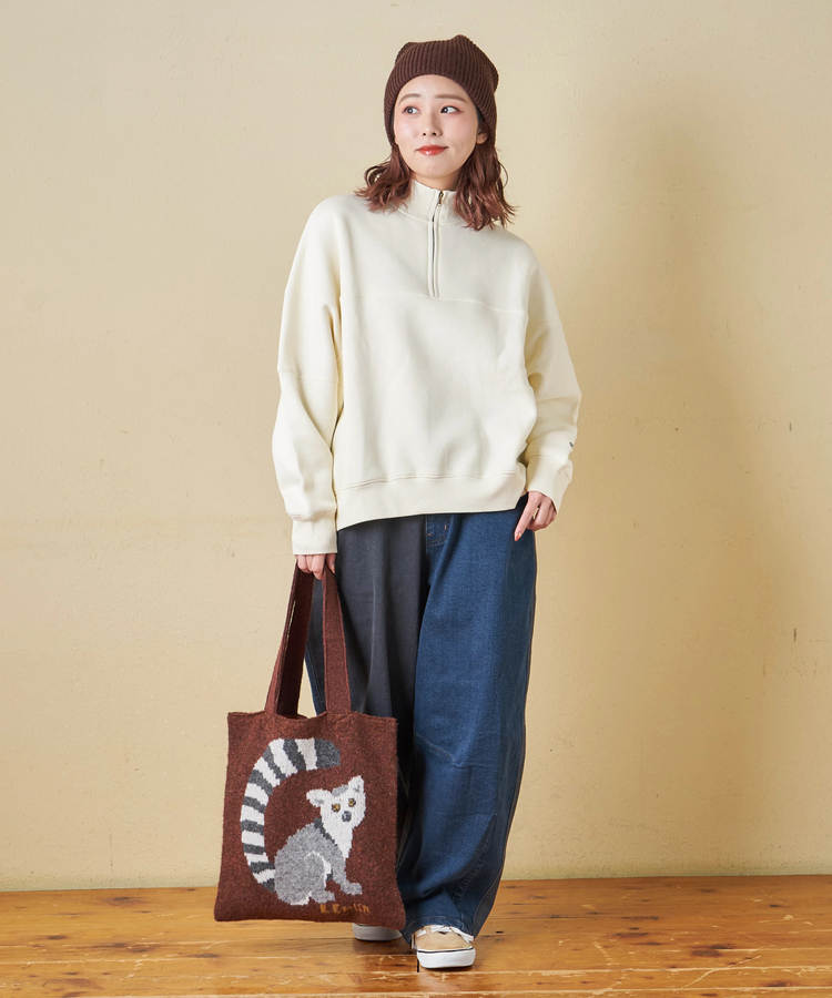 CUBE SUGAR(キューブシュガー) |【秋冬新作】CVC ガーゼ裏毛 裏起毛 スウェット 変形 ドルマン ハーフジップ プルオーバー