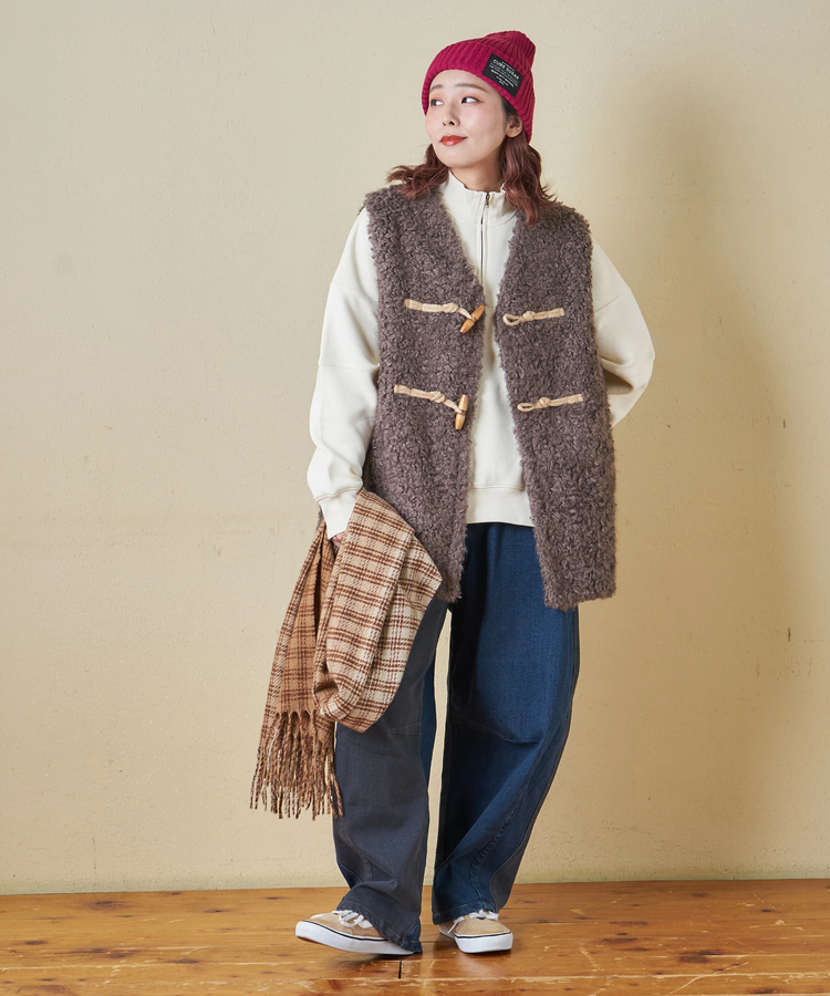 CUBE SUGAR(キューブシュガー) |【秋冬新作】CVC ガーゼ裏毛 裏起毛 スウェット 変形 ドルマン ハーフジップ プルオーバー