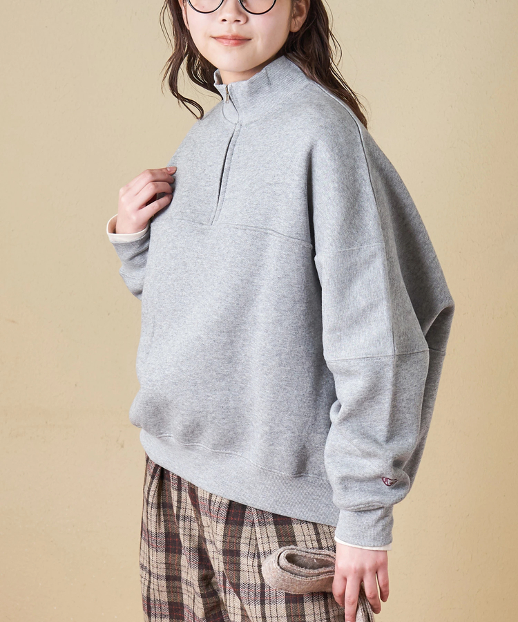 CUBE SUGAR(キューブシュガー) |【秋冬新作】CVC ガーゼ裏毛 裏起毛 スウェット 変形 ドルマン ハーフジップ プルオーバー