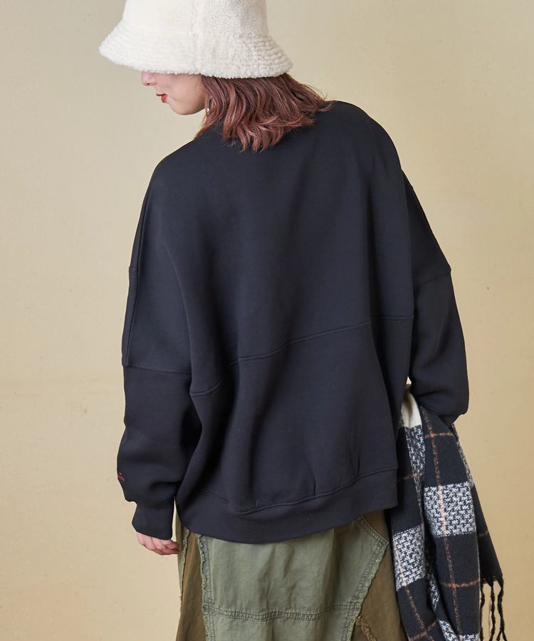 CUBE SUGAR(キューブシュガー) |【秋冬新作】CVC ガーゼ裏毛 裏起毛 スウェット 変形 ドルマン ハーフジップ プルオーバー