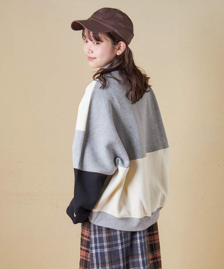 CUBE SUGAR(キューブシュガー) |【秋冬新作】CVC ガーゼ裏毛 裏起毛 スウェット 変形 ドルマン ハーフジップ プルオーバー