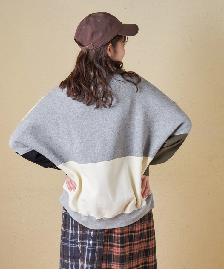 CUBE SUGAR(キューブシュガー) |【秋冬新作】CVC ガーゼ裏毛 裏起毛 スウェット 変形 ドルマン ハーフジップ プルオーバー