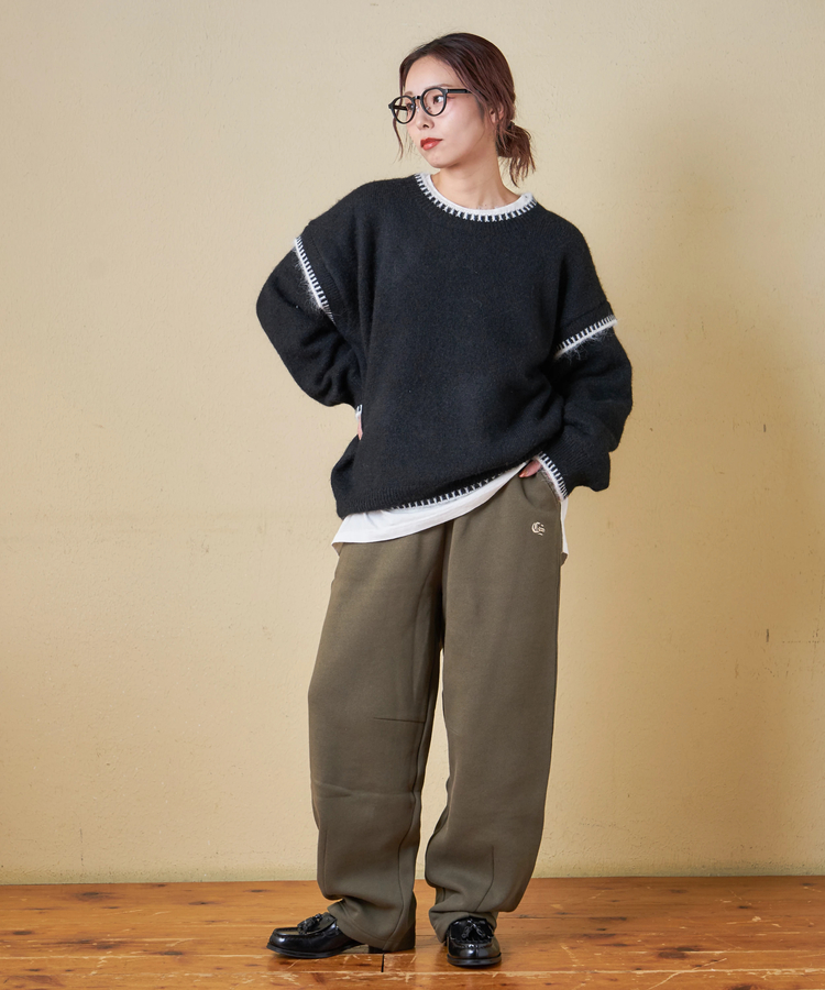 CUBE SUGAR(キューブシュガー) |【秋冬新作】CVC ガーゼ裏毛 裏起毛 スウェット カーヴィ パンツ