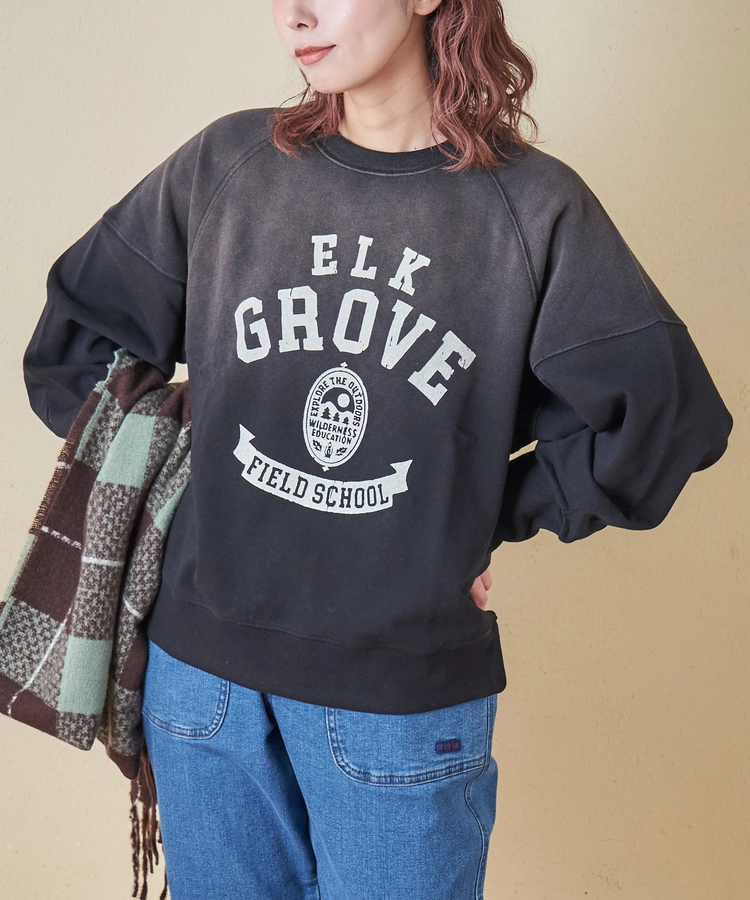 CUBE SUGAR(キューブシュガー) |【秋冬新作】30/10裏毛 パウダー加工 スウェット ラグラン 切替 プルオーバー