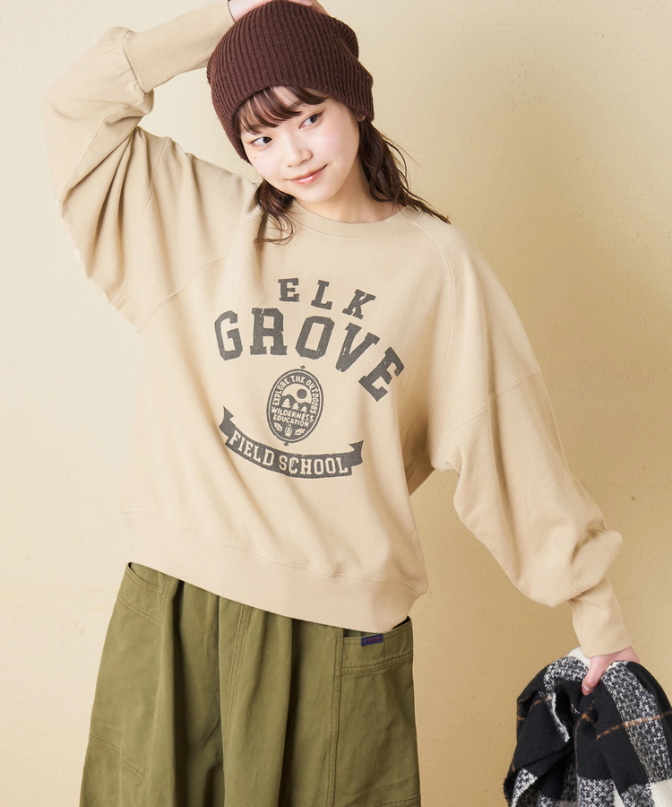 CUBE SUGAR(キューブシュガー) |【秋冬新作】30/10裏毛 パウダー加工 スウェット ラグラン 切替 プルオーバー