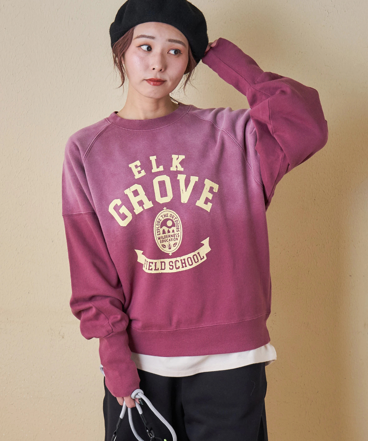 CUBE SUGAR(キューブシュガー) |【秋冬新作】30/10裏毛 パウダー加工 スウェット ラグラン 切替 プルオーバー