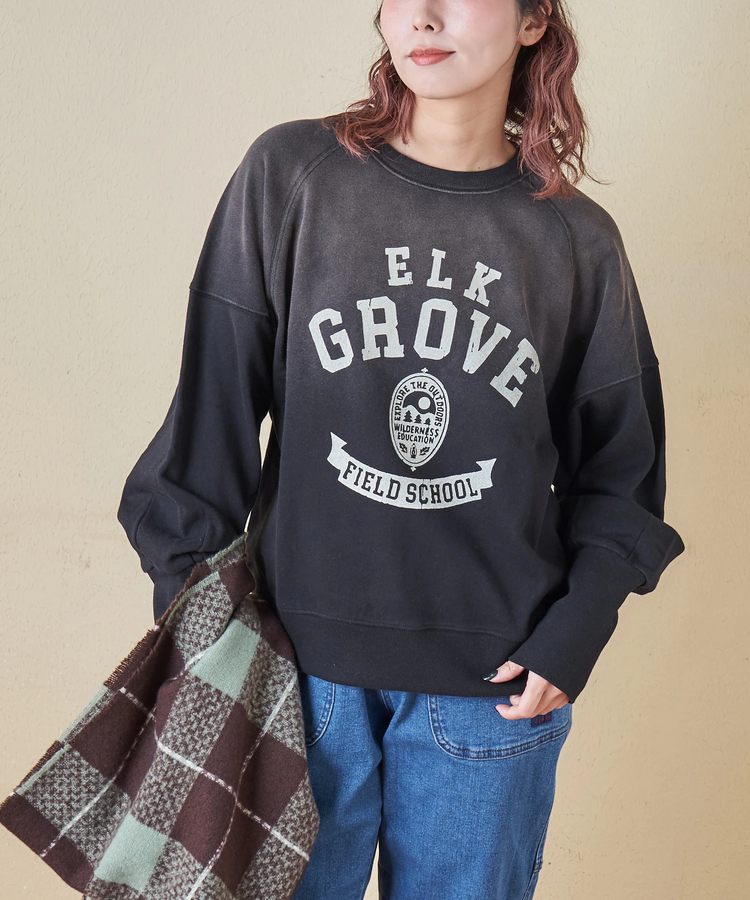 CUBE SUGAR(キューブシュガー) |【秋冬新作】30/10裏毛 パウダー加工 スウェット ラグラン 切替 プルオーバー