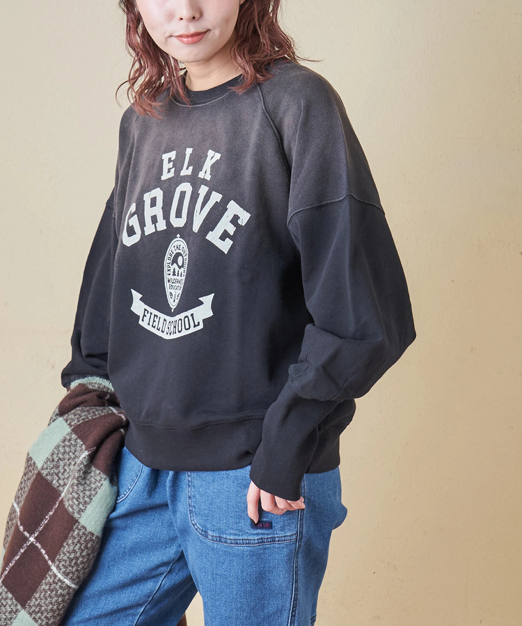 CUBE SUGAR(キューブシュガー) |【秋冬新作】30/10裏毛 パウダー加工 スウェット ラグラン 切替 プルオーバー