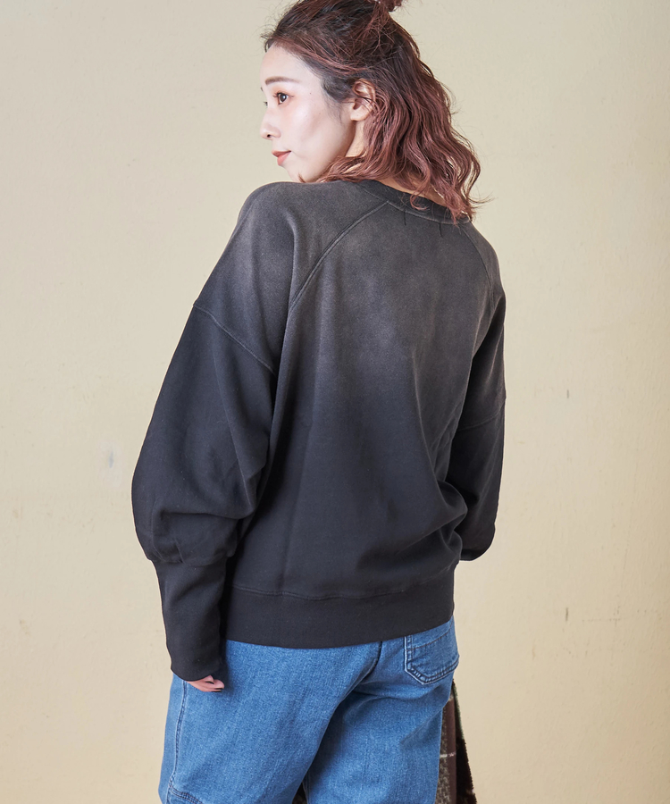 CUBE SUGAR(キューブシュガー) |【秋冬新作】30/10裏毛 パウダー加工 スウェット ラグラン 切替 プルオーバー