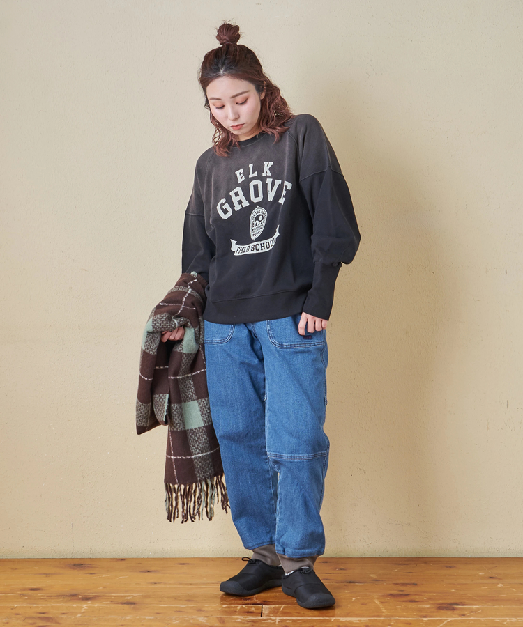 CUBE SUGAR(キューブシュガー) |【秋冬新作】30/10裏毛 パウダー加工 スウェット ラグラン 切替 プルオーバー