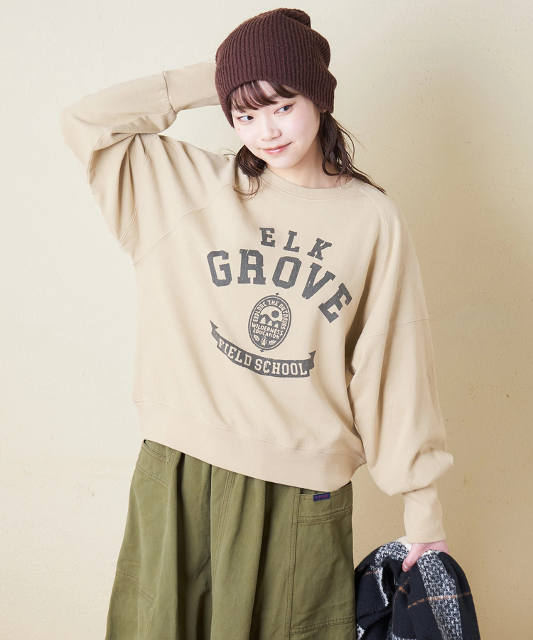 CUBE SUGAR(キューブシュガー) |【秋冬新作】30/10裏毛 パウダー加工 スウェット ラグラン 切替 プルオーバー