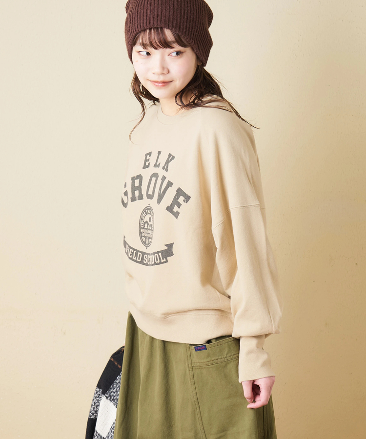 CUBE SUGAR(キューブシュガー) |【秋冬新作】30/10裏毛 パウダー加工 スウェット ラグラン 切替 プルオーバー