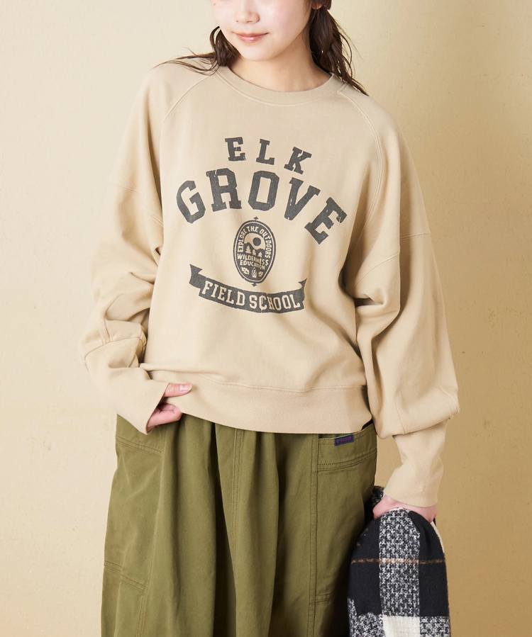 CUBE SUGAR(キューブシュガー) |【秋冬新作】30/10裏毛 パウダー加工 スウェット ラグラン 切替 プルオーバー