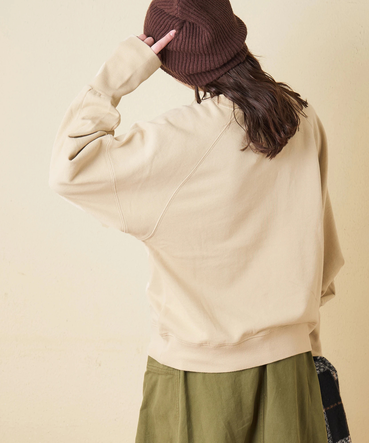 CUBE SUGAR(キューブシュガー) |【秋冬新作】30/10裏毛 パウダー加工 スウェット ラグラン 切替 プルオーバー