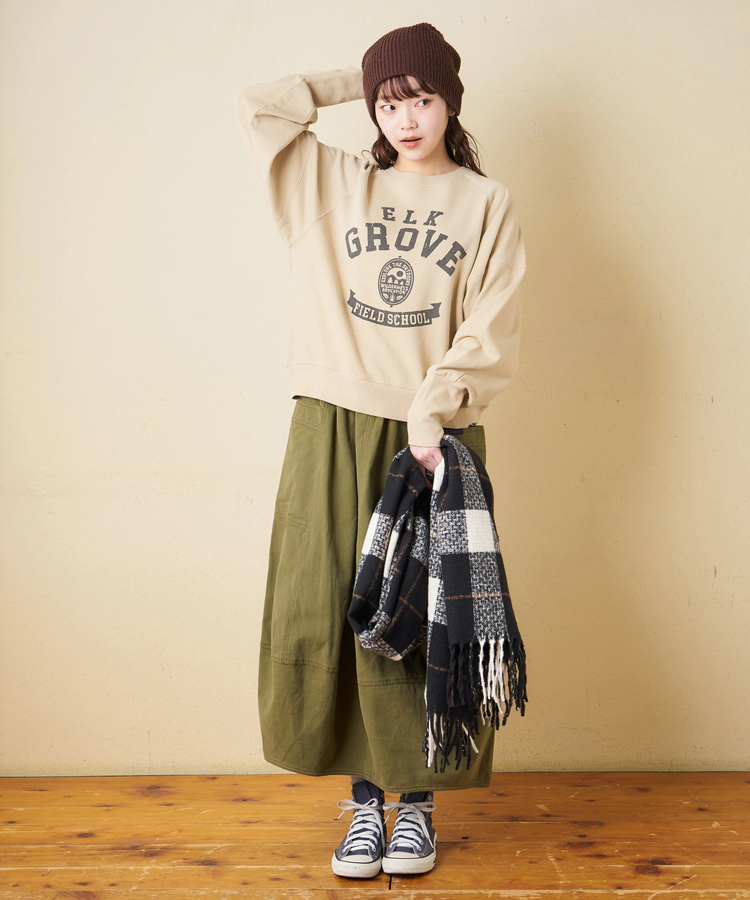 CUBE SUGAR(キューブシュガー) |【秋冬新作】30/10裏毛 パウダー加工 スウェット ラグラン 切替 プルオーバー